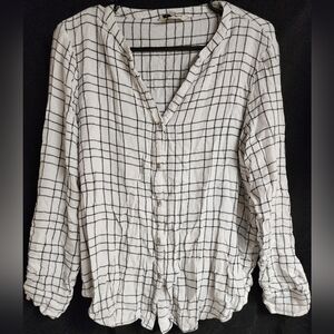 Calvin Klein Jeans White and Black Grid Button Down Shirt